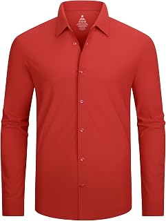 SAMERM Mens Dress Shirt Stretch Wrinkle Free Casual Button Down Shirts