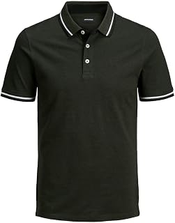 JACK & JONES Mens Paulos Tipped Pique Short Sleeve Polo