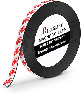 RIHEGAINT Magnetic Tape - 1/2" x 16ft 3M Flexible Magnet Strips | With 3M Strong Adhesive Backing - Perfect Fridge Magnets!
