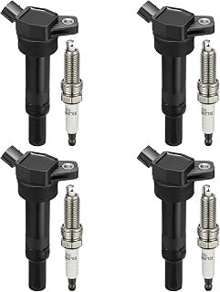 BDFHYK Ignition Coil UF651 and Spark Plug 9686 for Kia Soul 12-19 | for Hyundai Elantra Coupe GT Tucson Kia Forte Forte5 Rondo l4 1.8L 2.0L Kia Oem Coil Pack Set of 4 Coil for 97390 5C1861