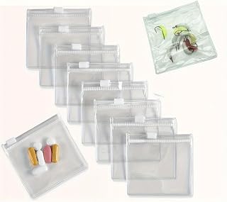 10 Pack 8 x 8 cm Clear Storage Bags: Reusable Self Sealing Pill Pouches for Jewelry Travel Essentials for Vitamin Storage Portable Plastic Bags