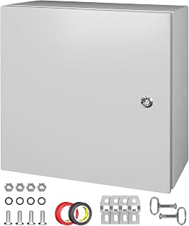 LeMotech Electrical Box 16 x 16 x 8 inch Steel Enclosure, IP66 Waterproof Dustproof Junction Box Wall-Mounted for Outdoor/Indoor Lockable with Equipment Mounting Plate