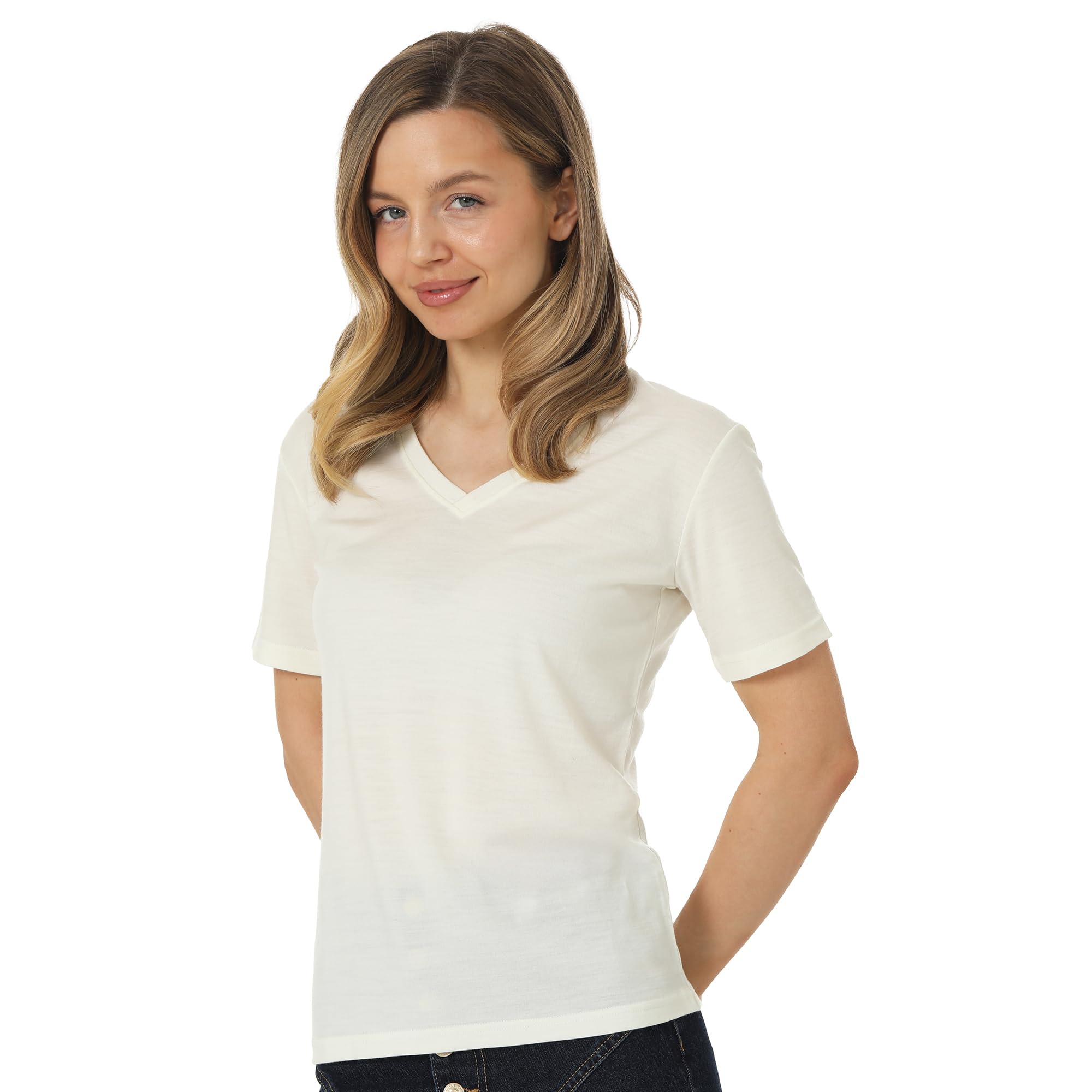 100% Merino Wool Shirt Women - Short Sleeve Tee Base Layer Top Undershirt