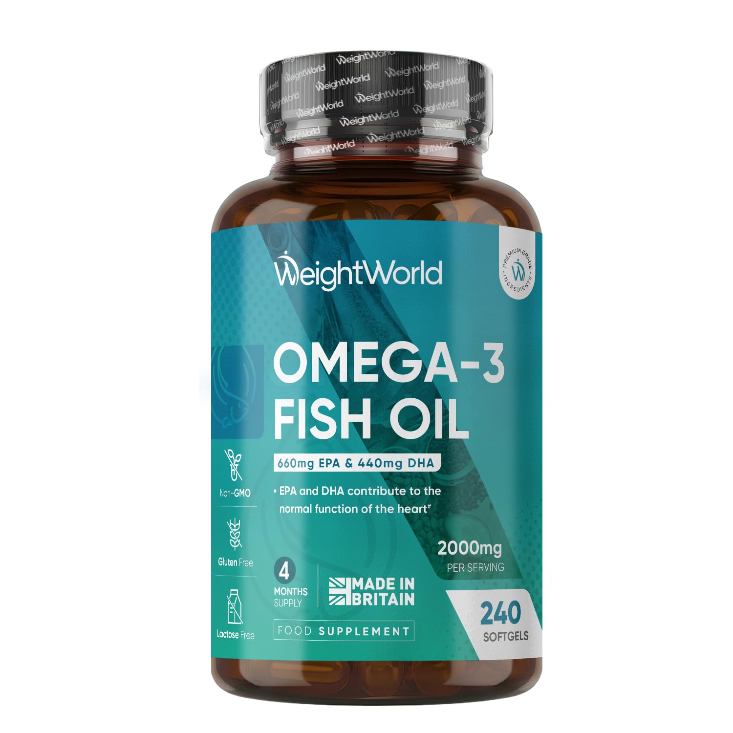 Omega 3 Fish Oil 2000mg - 660mg EPA & 440mg DHA - 240 Softgels | Omega 3 Fatty A