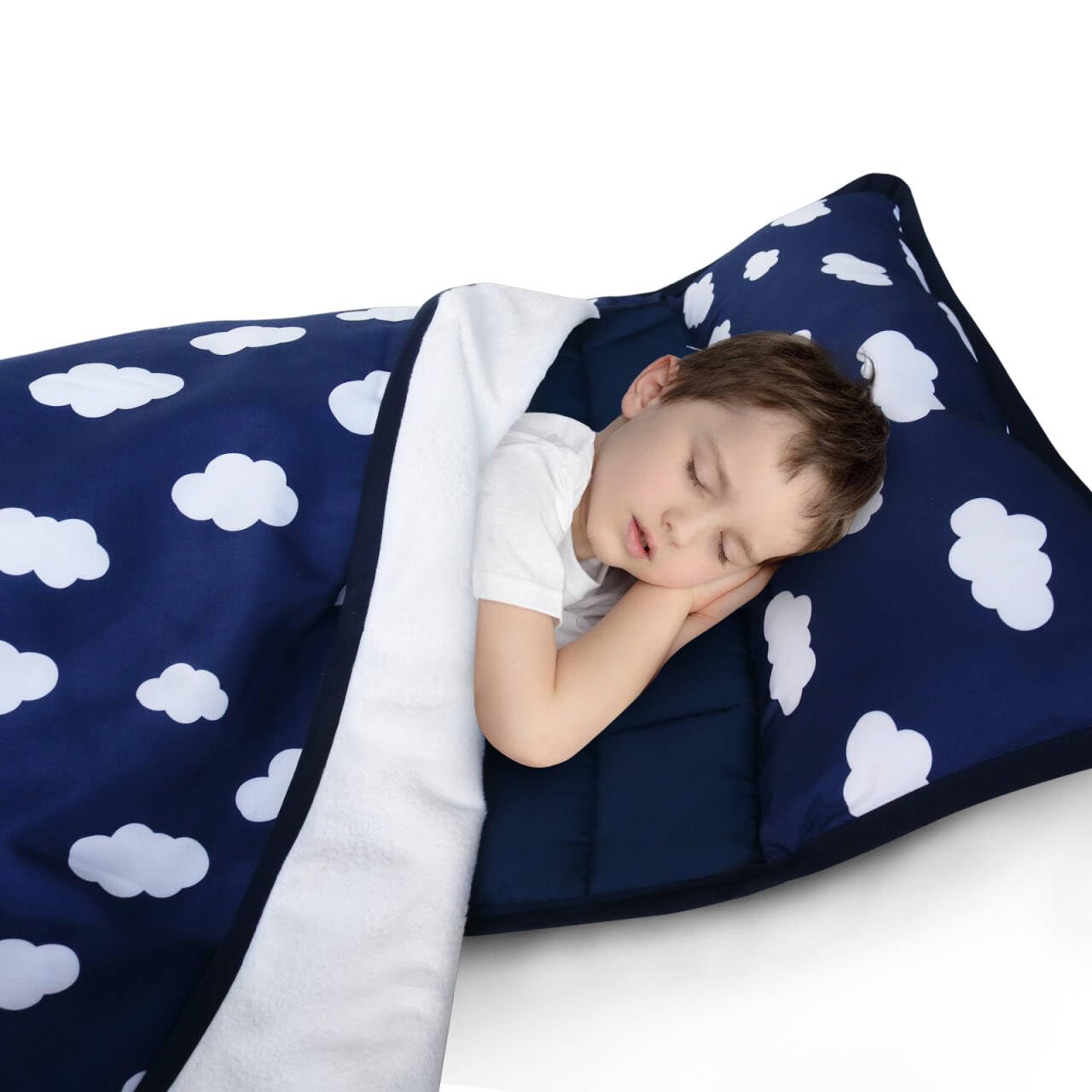 Nap Mat, Toddler Nap Mat, Dark Blue, 50" x 21" | Removable Pillow and 