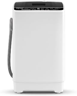 BANGSON 1.08 Cu.Ft Portable Washing Machine for Apartments, White | Compact Washer with 8 Programs 6 Water Levels, Drain Pump and LED Display, Portable Washer for Dorm, Home, RV