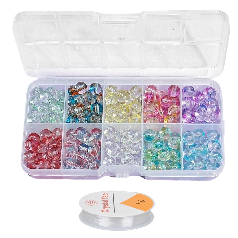 250pcs 8mm Crystal Beads for Jewelry Making, Glass Beads for Jewelry Making, Gla