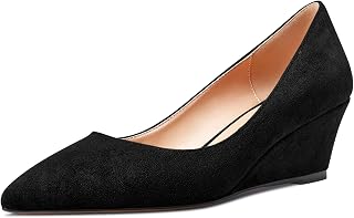 Aachcol Women's Wedge Esparto Pumps Half Heel Pointed Toe Slip-on Dress Wedding Party Shoes 5 CM