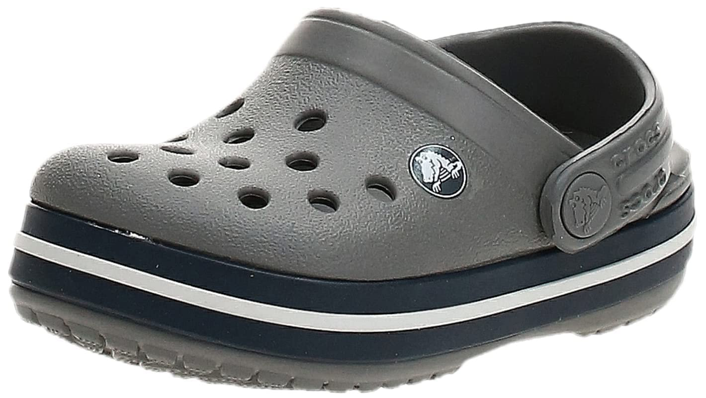 Crocs Unisex-Child Crocband Clogs (Little Kid/Big Kid), Smoke/Navy, 12 Little Ki
