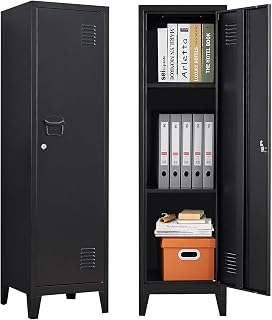 Metal Locker with Doors and Shelves, Locking Storage Cabinets for Small Spaces, Lockers for Employees, Lockable Storage Lockers for Office Garage School Gym