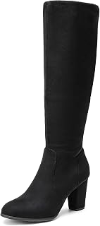 DREAM PAIRS Women's Chunky Heels Knee High Boots