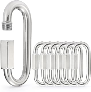 sprookber Stainless Steel Chain Quick Links - 304 Stainless Stee Chain Connector, Screw Carabiner, Chain Hooks, Set of 6