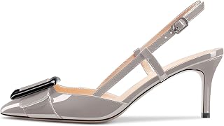 Castamere Women's Stiletto Mid Heel Pointed Toe Slip-On Pumps Slingback Bow Tie Dress Wedding Party Sandals 6.5 cm Heels