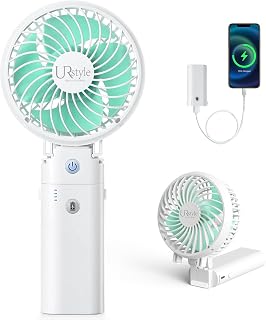 Handy Fan, Portable Fan, Powerful (20 dB Silent / Powerful Fan, 5200 mAh Mobile Battery), Handheld Fan, Silent, Handy Fan, Small, USB Fan, Type-C Type, Operates Up to 35 Hours, 6 Levels of Air Flow Adjustment, Foldable, Handheld, Clip, Neck, Tabletop, Stylish, Heat Stroke Prevention, Outdoor, Camping, Gift, UL Harbor Style, PSE Certified Pre-made (Japanese brand. ]
