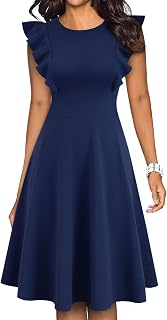 YATHON Women's Vintage Ruffle Sleeve Floral A Line Cocktail Party Dresses