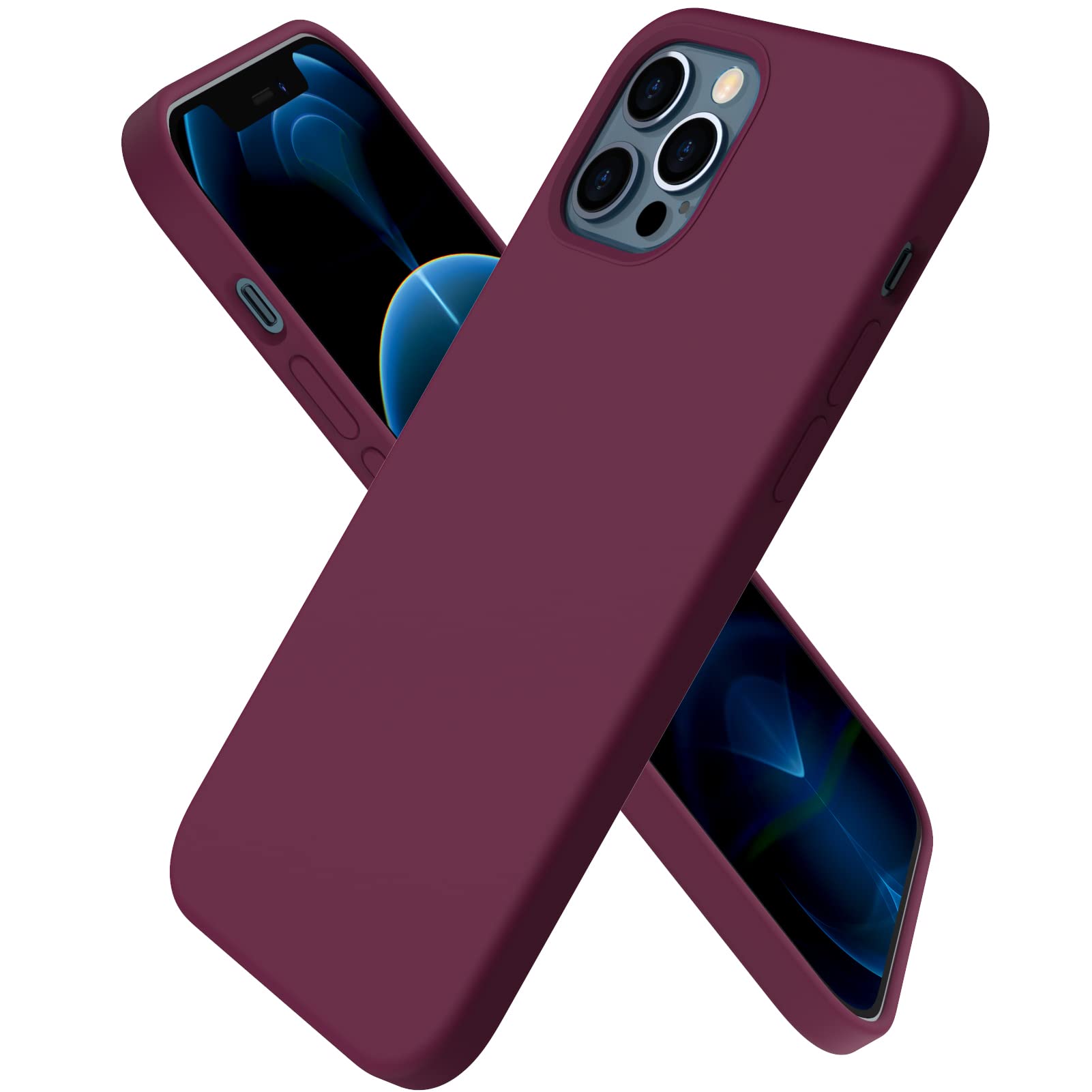 ORNARTO Case for iPhone 12/iPhone 12 Pro Silicone Anti-Shock,Wine Red