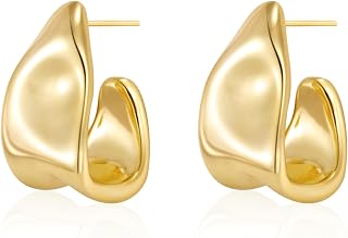 Kyerlyn Chunky Gold Earrings for Women, 14K Gold/Silver Plated Statement Geometric Dangle Drop Earrings Chunky Trendy Knot Stud Hypoallergenic Fashion Jewelry Gift