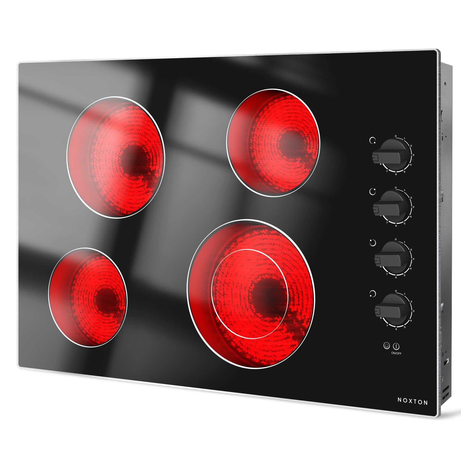 Noxton 30 Inch Electric Cooktop, Glass Protection Metal Frame, Knob Control | Bu