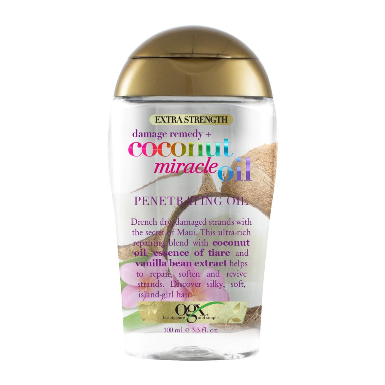OGX Coconut Miracle Oil Extra Strength Penetrating Hair Oil for Dry, Damaged, an