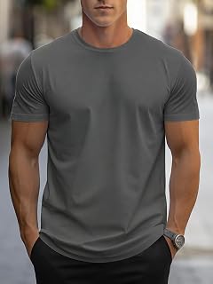 Men's Basic Short Sleeve Crew Neck Soft Casual T Shirt