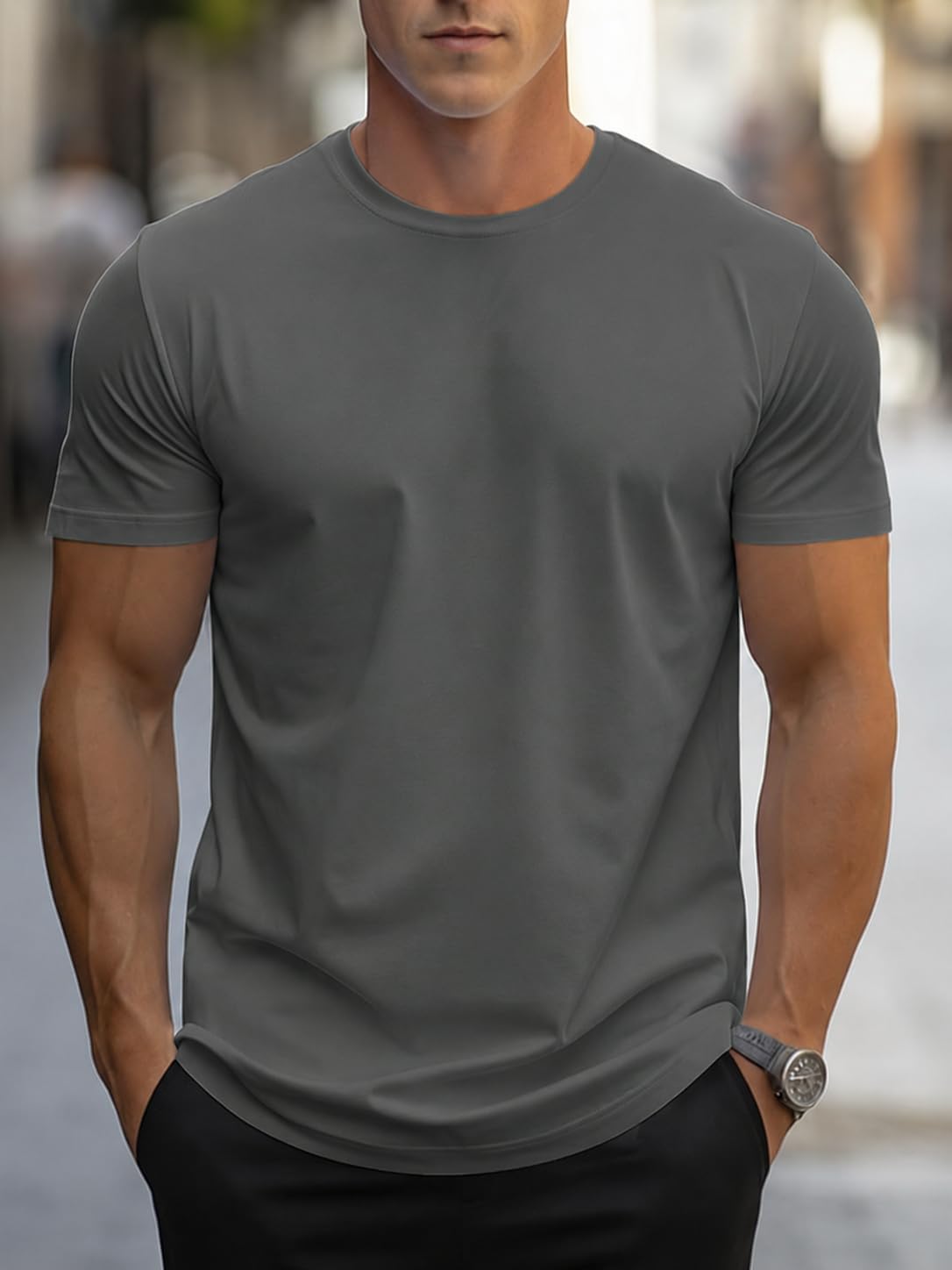 Men's Basic Short Sleeve Crew Neck Soft Casual T Shirt