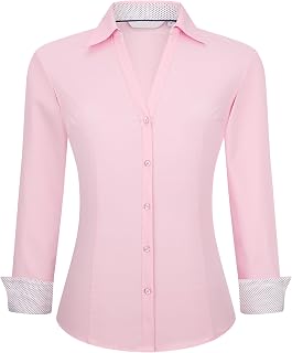 Alex Vando Women's Long Sleeve Dress Shirt Wrinkle Free Stretch Casual Work Blouse Tops