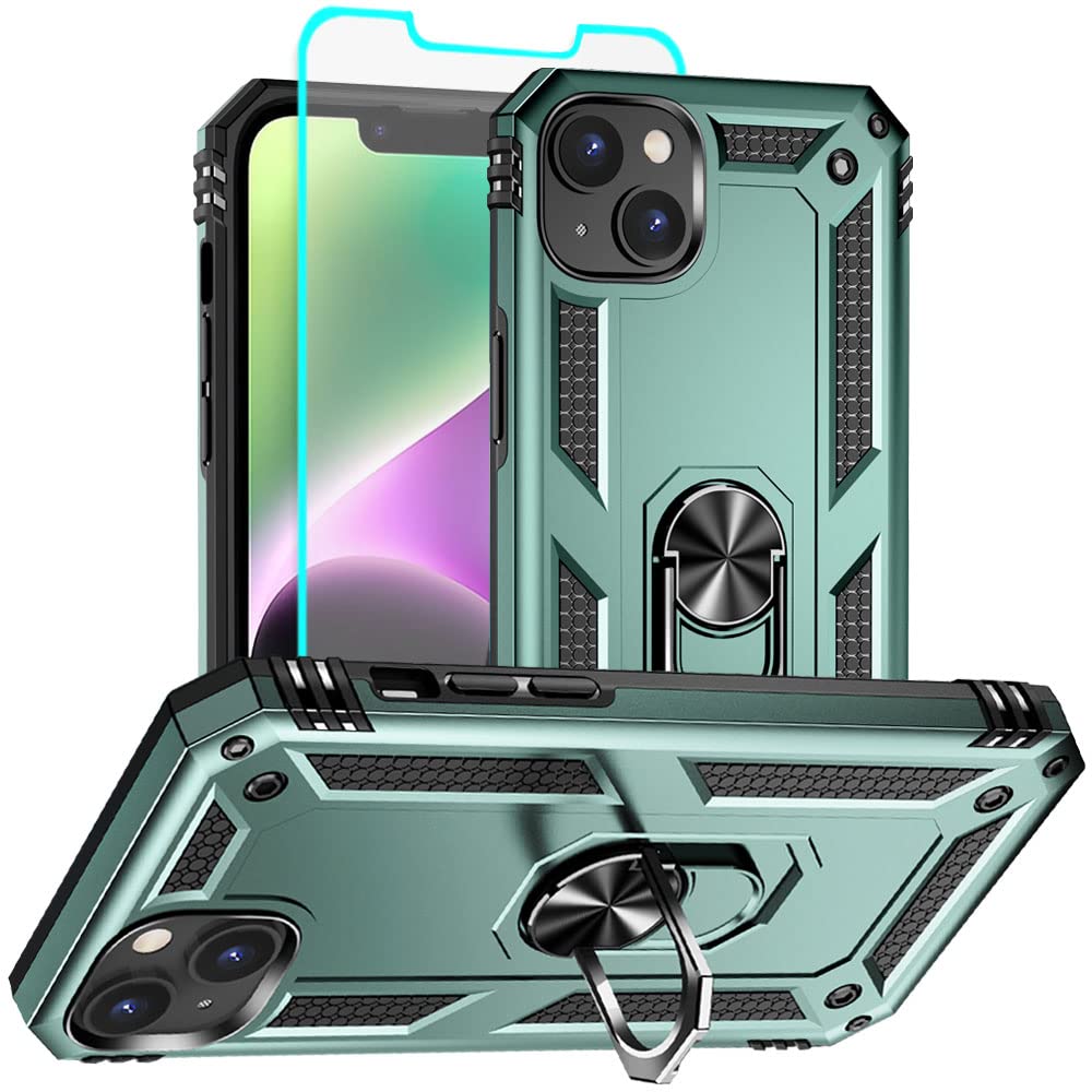 iPhone 14 Case with HD Screen Protector, Military Grade 16ft. Drop Tested Ring S