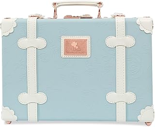 Unitravel Baby Keepsake Case, 13" Handmade Memory Storage Box, Newborn Keepsake Box, Vintage Suitcase for Baby Shower, Baptism, Naming Ceremony or Birthday (blue)