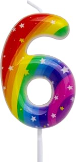 Rainbow Birthday Candles Rainbow Star Themed 6th Cake Toppers Candle for Women Girls Baby Shower Wedding Birthday Party Decorations Supplies