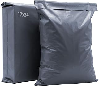 iSOUL 10x Large Mailing Bags, 17x24 Strong Large Vinted Mailing Postal Postage Bags [Use in Parcel, Delivery, Shipping, Mail, Package] [43.2cmx61cm] Grey Bag