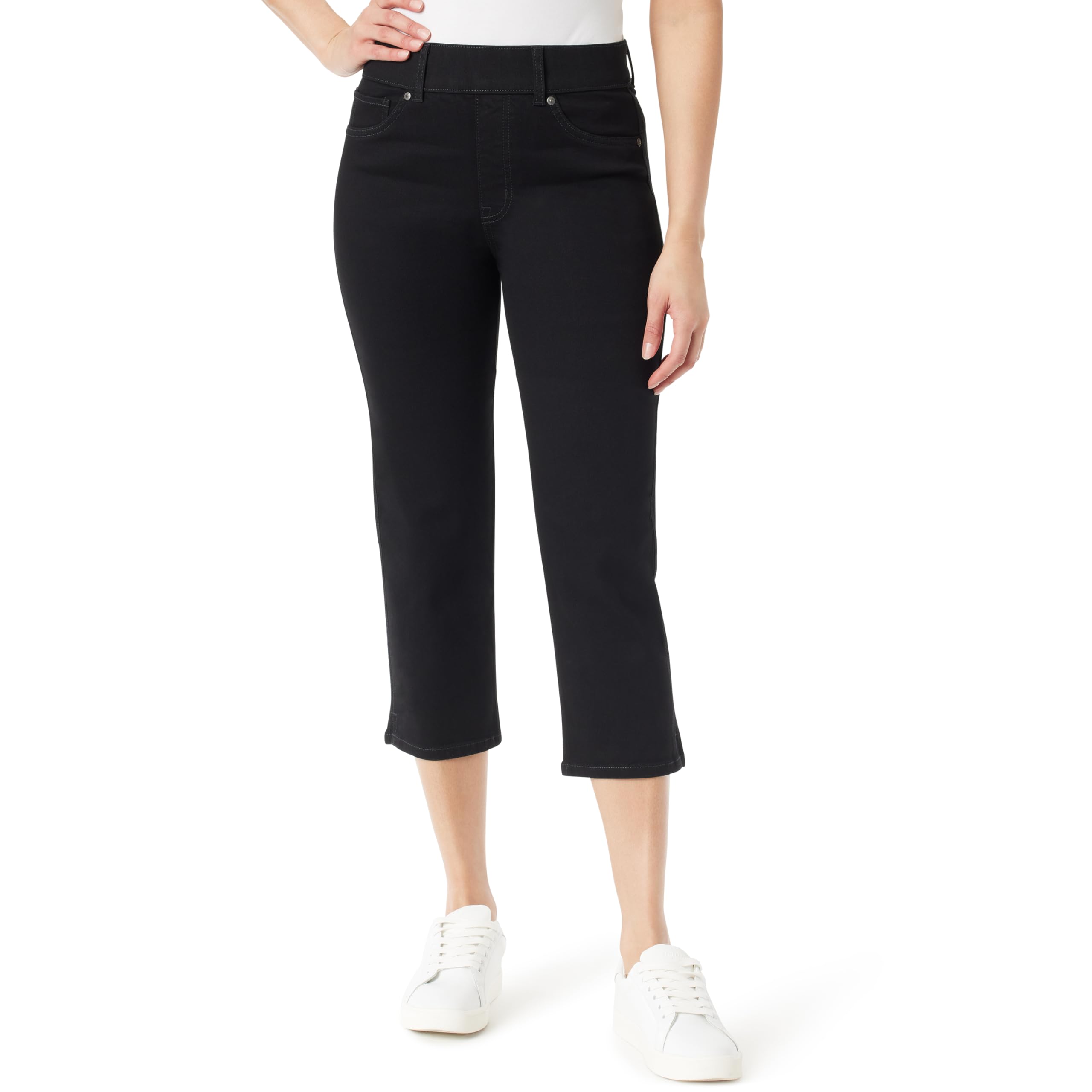 Gloria Vanderbilt Womens Shape Effect Pull on High Rise Straight Leg Capri Stand