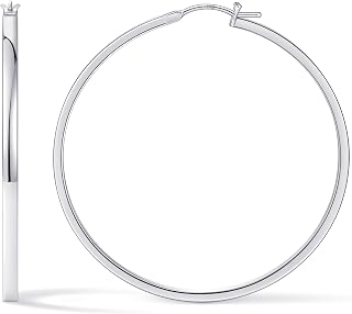Gacimy Flat Hoop Earrings for Women, 14K Gold Plated Hoops