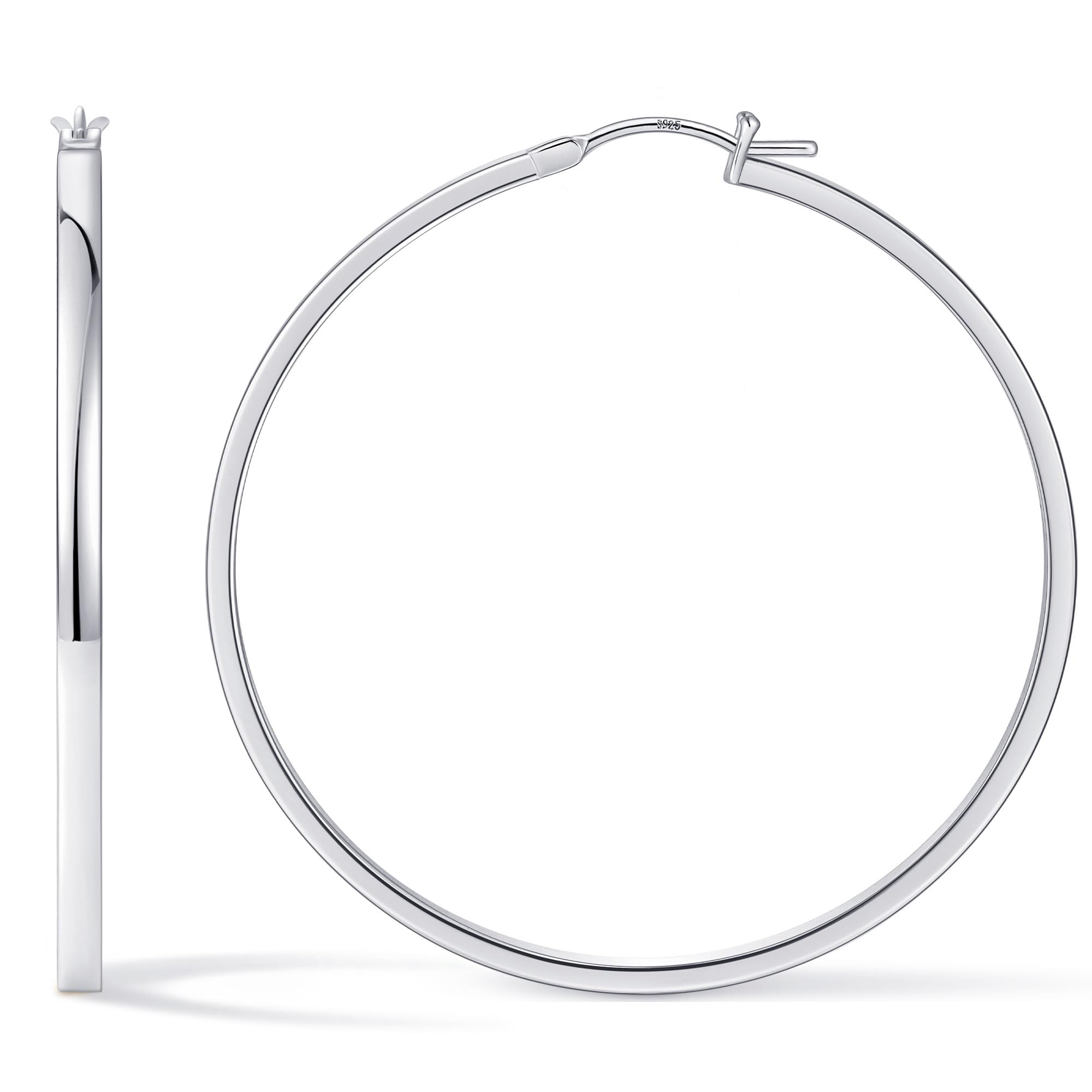 Gacimy Flat Hoop Earrings for Women, 14K Gold Plated Hoops