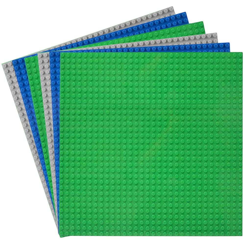 HUIZDQ 6 Packs Classic Baseplates, 25.5 x 25.5 cm, Building Block Baseplates, Co