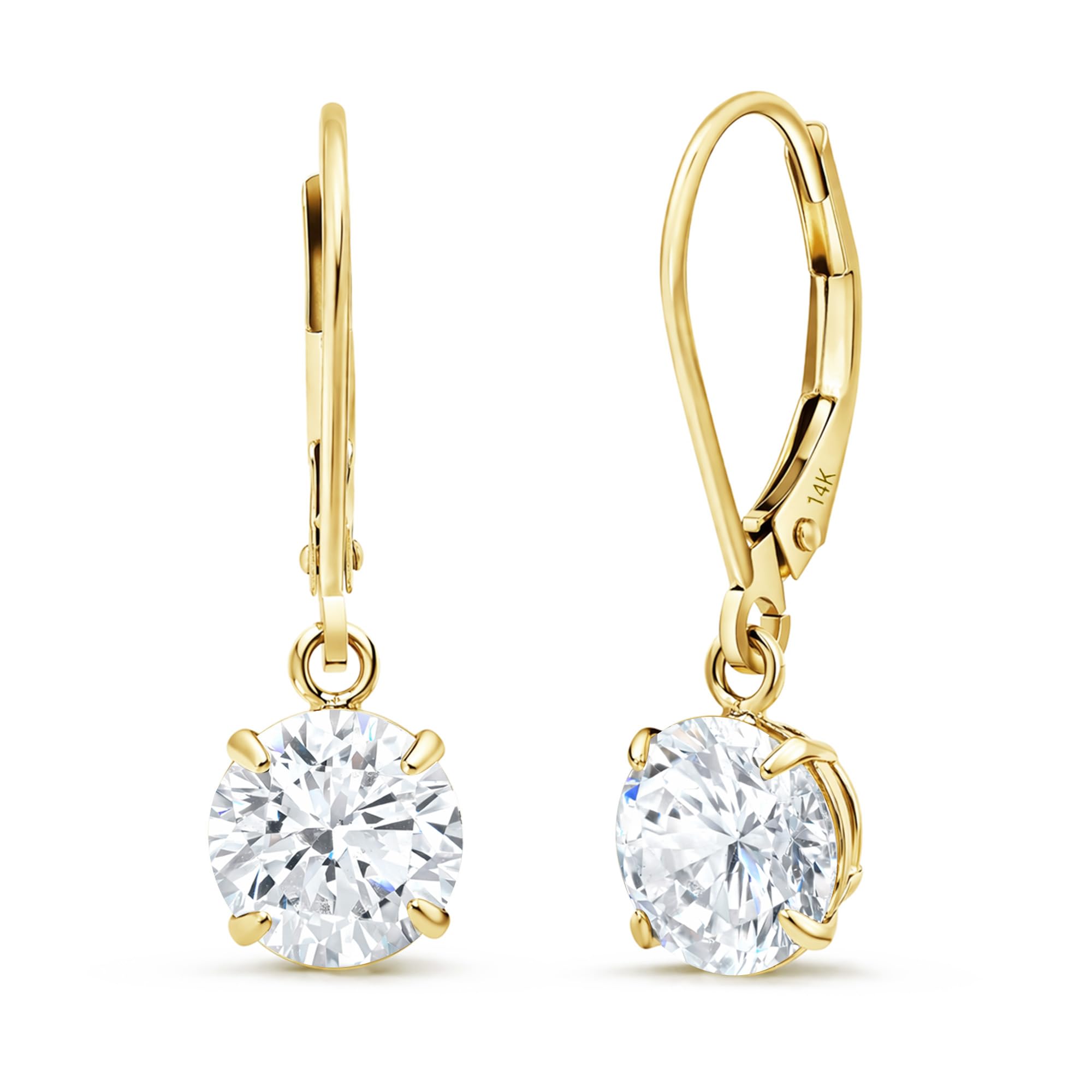 MAX + STONE 14k Gold Leverback Cubic Zirconia Dangle Earrings for Women | Real G