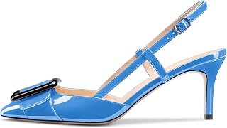 Castamere Women's Stiletto Mid Heel Pointed Toe Slip-On Pumps Slingback Bow Tie Dress Wedding Party Sandals 6.5 cm Heels