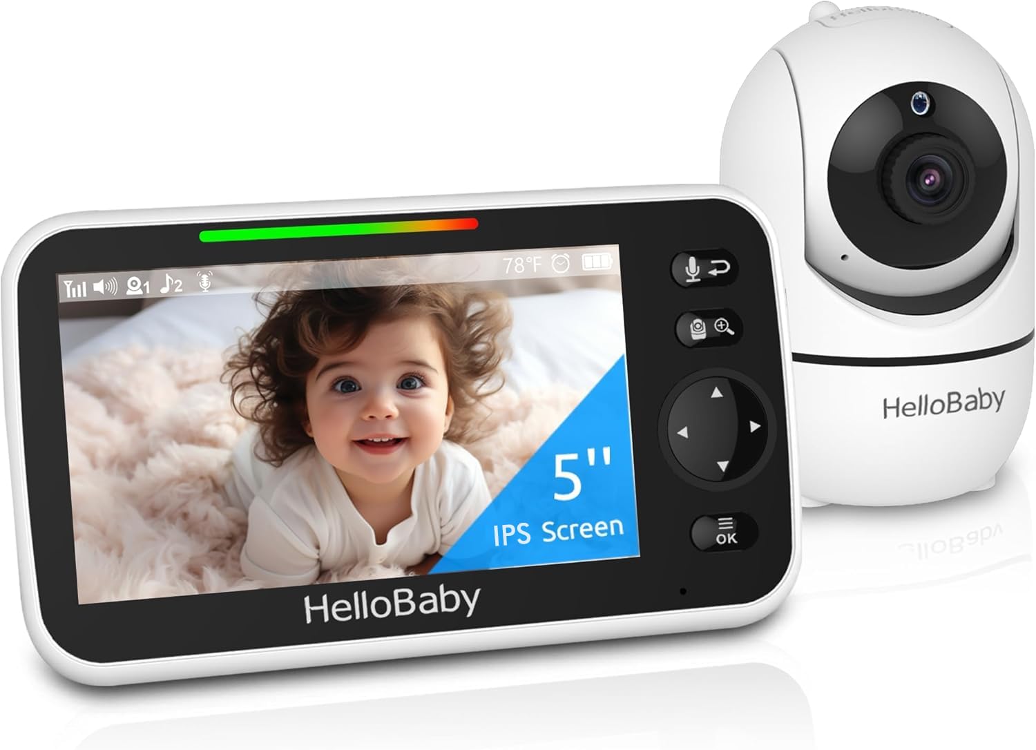 HelloBaby HB6550 Baby Monitor with Camera and Night Vision, 5" Split Screen | Se