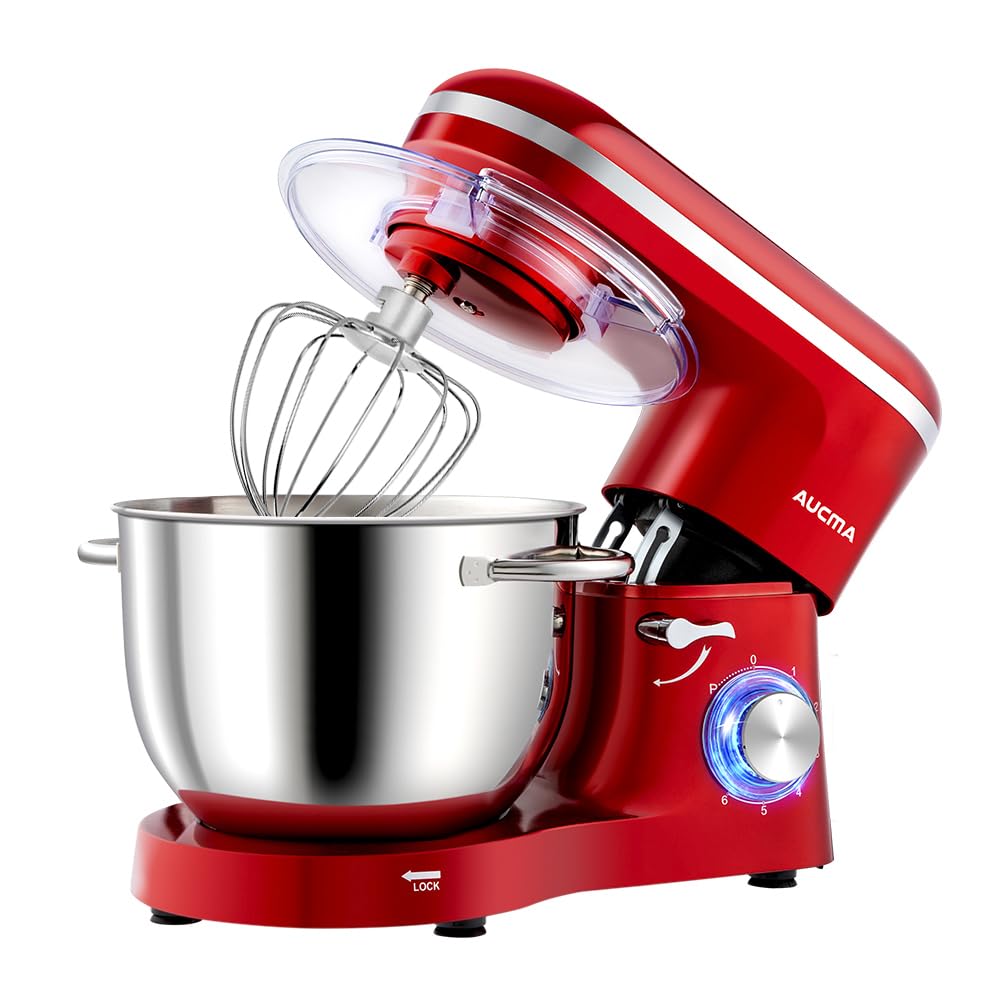 Aucma Stand Mixer,Electric Food Mixer with 6.2L Bowl for Home Baking, 1400W