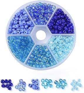 600 Beads/Box 6/0 Small Round Glass Beads 4mm for Jewelry Making, Clear Glass Spacer Beads for Bracelet Earrings Necklace Sewing Accessories, Blue
