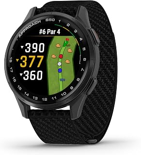 Garmin Approach S50, Advanced Golf GPS Smartwatch, AMOLED Display, On-Course Features, Wrist-Based Heart Rate, Slate Aluminum Bezel with Black ComfortFit Nylon Band