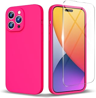 Zuslab Silicone Phone Case Compatible with PTC CHP Pro, with 1 Screen Protector, Support Wireless Charging, Liquid Silicone Rubber Cover with Camera Lens Full Body Protective Bumper, Neon Pink