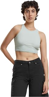 Urban Classics Ladies Cropped Rib Top Women's Top Brown 97% Cotton, 3% Spandex Regular