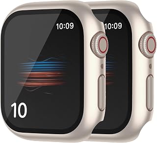2 Pack PC Hard Case with Button for Apple Watch Series 11 10 46mm Full Coverage Anti-Scratch (Starlight x 2, 46mm)