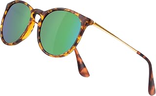 Classic Retro Round Polarized Sunglasses, TAC Mirror Lens Trendy Designer Style Shades for Women Men UV400 Protection