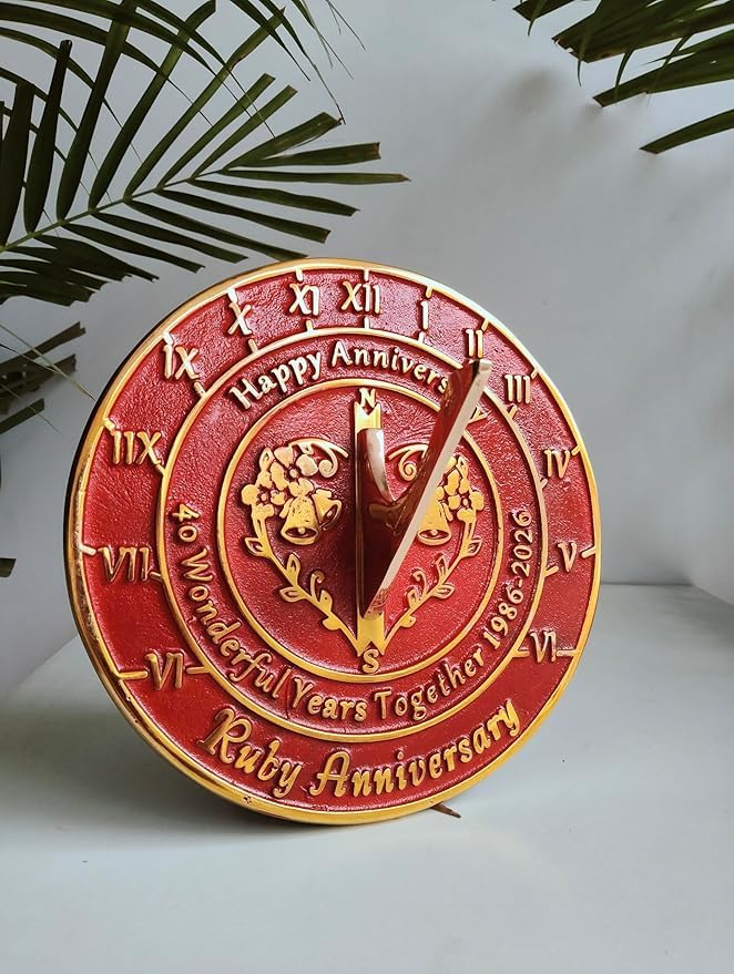 Anniversary Sundial Gift for 40th Ruby Wedding Anniversary Great Gift Idea for H