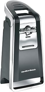 Hamilton Beach Smooth Touch Electric Can Opener With Easy Push Down Lever | Opens All Standard, Extra-Tall & Pop-Top Cans | Black & Chrome | 76606AG