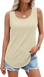 DUOEASE Women's Loose Round Neck Basic Cotelee Tops Fashion Sleeveless Summer Top