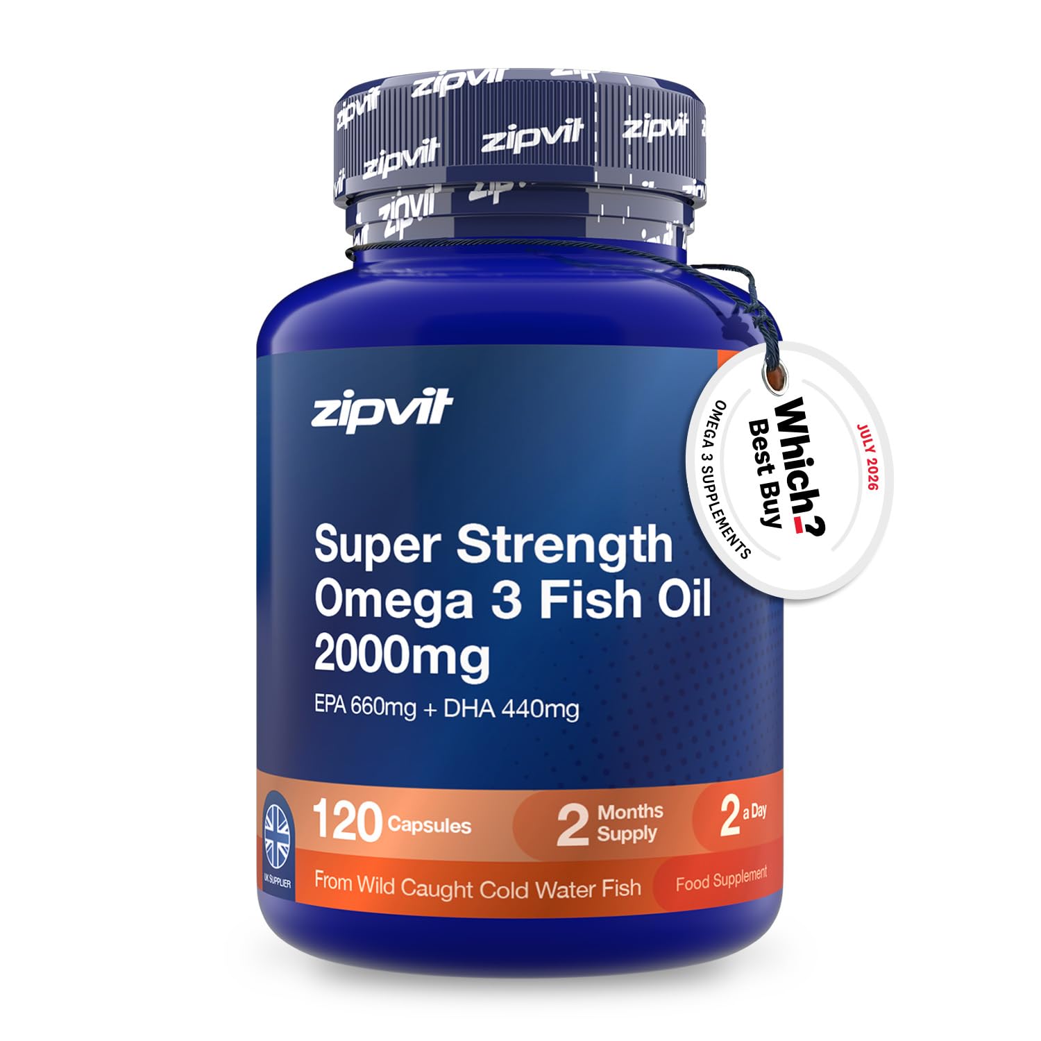 Zipvit Omega 3 Fish Oil 2000mg - EPA 660mg DHA 440mg - 120 Softgels | From Wild 