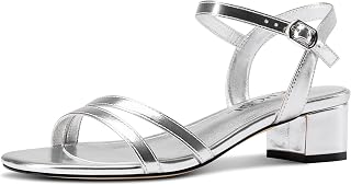 Aachcol Women's Open Toe Ankle Strap Low Heel Block Heel Sandals 2 in