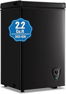 TACOOL 2.2 Cu.Ft Small Deep Freezer Chest Freezer 7-Level Temperature Black | Suit for Single, Removable Basket, Traditional Manual Temperature Control, For Bedroom, Dorm, Apartment